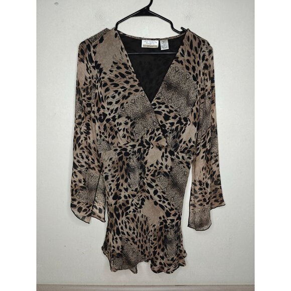 New York City Design Co Women's Plus Size 100% Silk Animal Print Blouse 14/16 - Picture 7 of 7